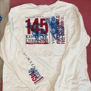 Vineyard Vines White Long Sleeve Tee with Red and Blue Graphics